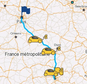 Illustration of an EV smart routing trip